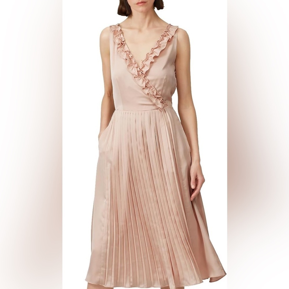 Great Jones Ruffle V Neck Pale Pink Blush Dress Size 6